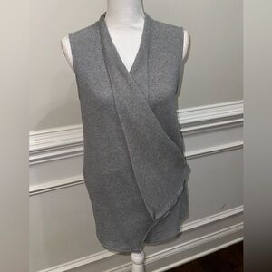 Garnet Hill Gray 100% Organic Cotton Wrap Sleeveless Cardigan Sz S